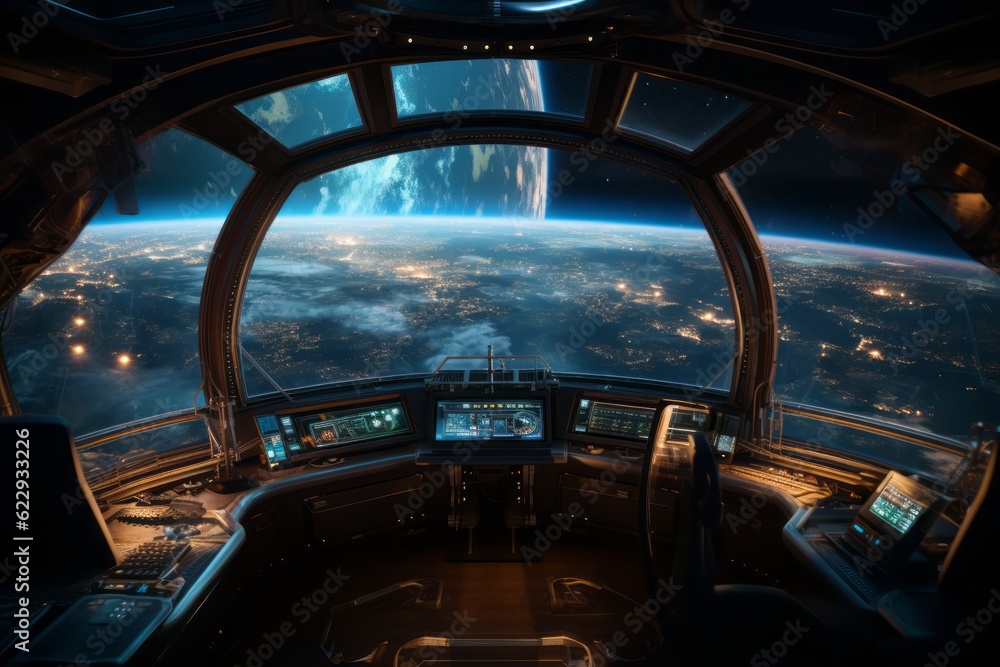  View Of Planet From Inside A Space Shuttle, Generative AI
