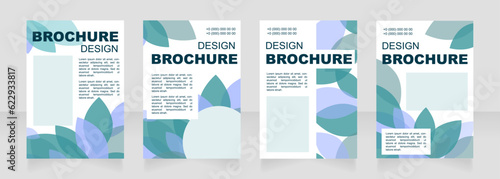 Park blue blank brochure layout design. Leaves decoration. Vertical poster template set with empty copy space for text. Premade corporate reports collection. Editable flyer paper pages