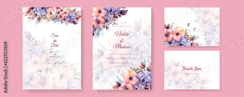 Beautiful floral art templates. Flowers, birds, bugs, leaves and twigs. For wedding invitation, birthday and Mothers Day cards, flyer, poster, banner, brochure, email header, post in social networks.