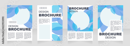Blue leaves creative blank brochure layout design. Nature decor. Vertical poster template set with empty copy space for text. Premade corporate reports collection. Editable flyer paper pages