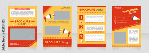 Promotional campaign blank brochure layout design. Marketing service. Vertical poster template set with empty copy space for text. Premade corporate reports collection. Editable flyer paper pages