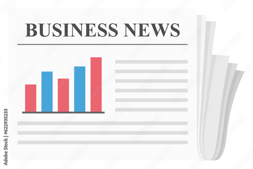 Newspaper with bar chart and line chart, business news Stock