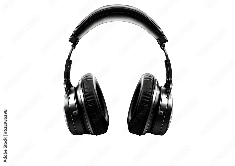 Minimalistic vibes: Digital AI composes a pair of wireless headphones in black and white Minimalistic vibes: Digital AI composes a pair of wireless headphones in black and white