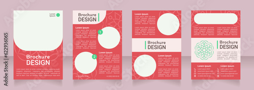 Red ornamental blank brochure design. Template set with copy space for text. Premade corporate reports collection. Editable 4 paper pages. Roboto Light, Medium, Itim Regular fonts used