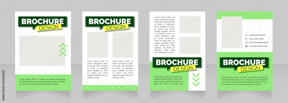 Find job with attractive salary blank brochure design. Template set with copy space for text. Premade corporate reports collection. Editable 4 paper pages. Rubik Black, Regular, Light fonts used