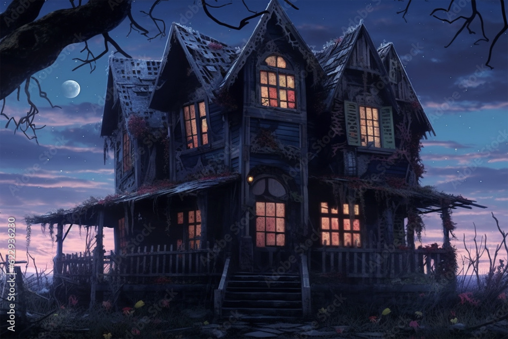 Generative AI
horror background, a dark magic house
