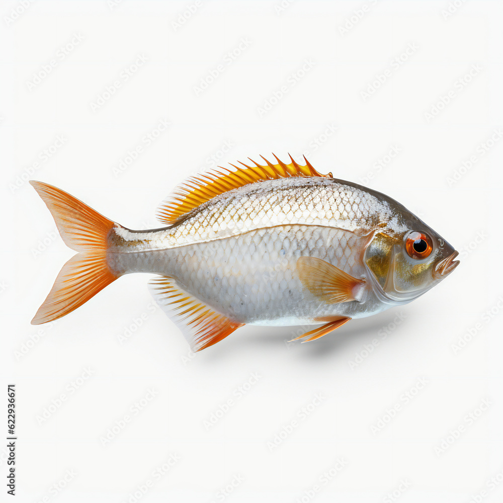 Freshwater fish on white background. 3D illustration digital art design, generative AI Freshwater fish on white background. 3D illustration digital art design, generative AI
