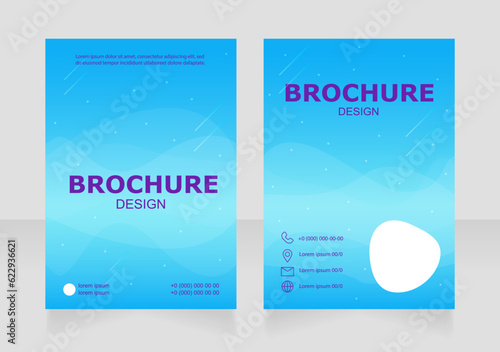 Vacation destination for space fans blank brochure design. Template set with copy space for text. Premade corporate reports collection. Editable 2 paper pages. Arial Black, Regular fonts used
