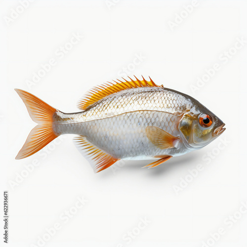 Freshwater fish on white background. 3D illustration digital art design, generative AI