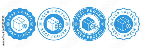 Frozen product vector food package label. Fresh frozen product, snowflake icon