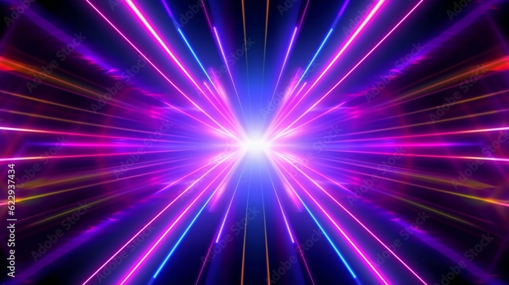 Fototapeta premium Abstract neon lights background with laser rays, and glowing lines. AI-Generated