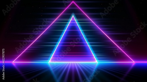 Abstract neon lights background with laser rays, and glowing lines. AI-Generated