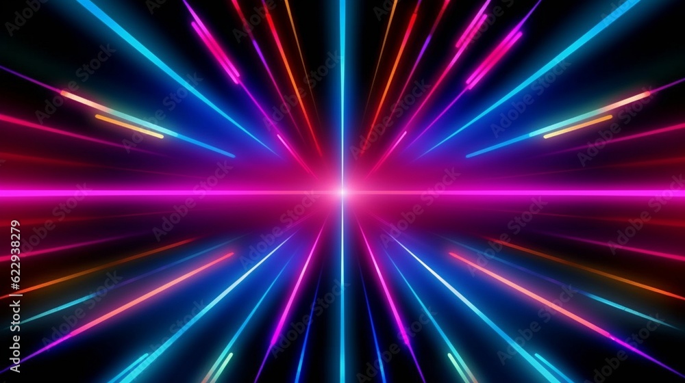 Obraz premium Abstract neon lights background with laser rays, and glowing lines. AI-Generated