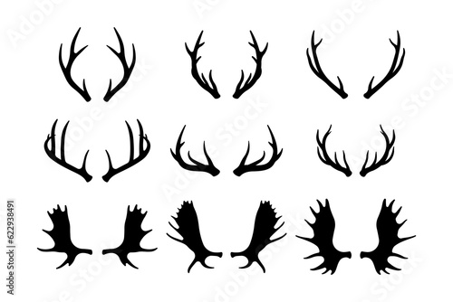 Antlers silhouette vector isolated on white background.