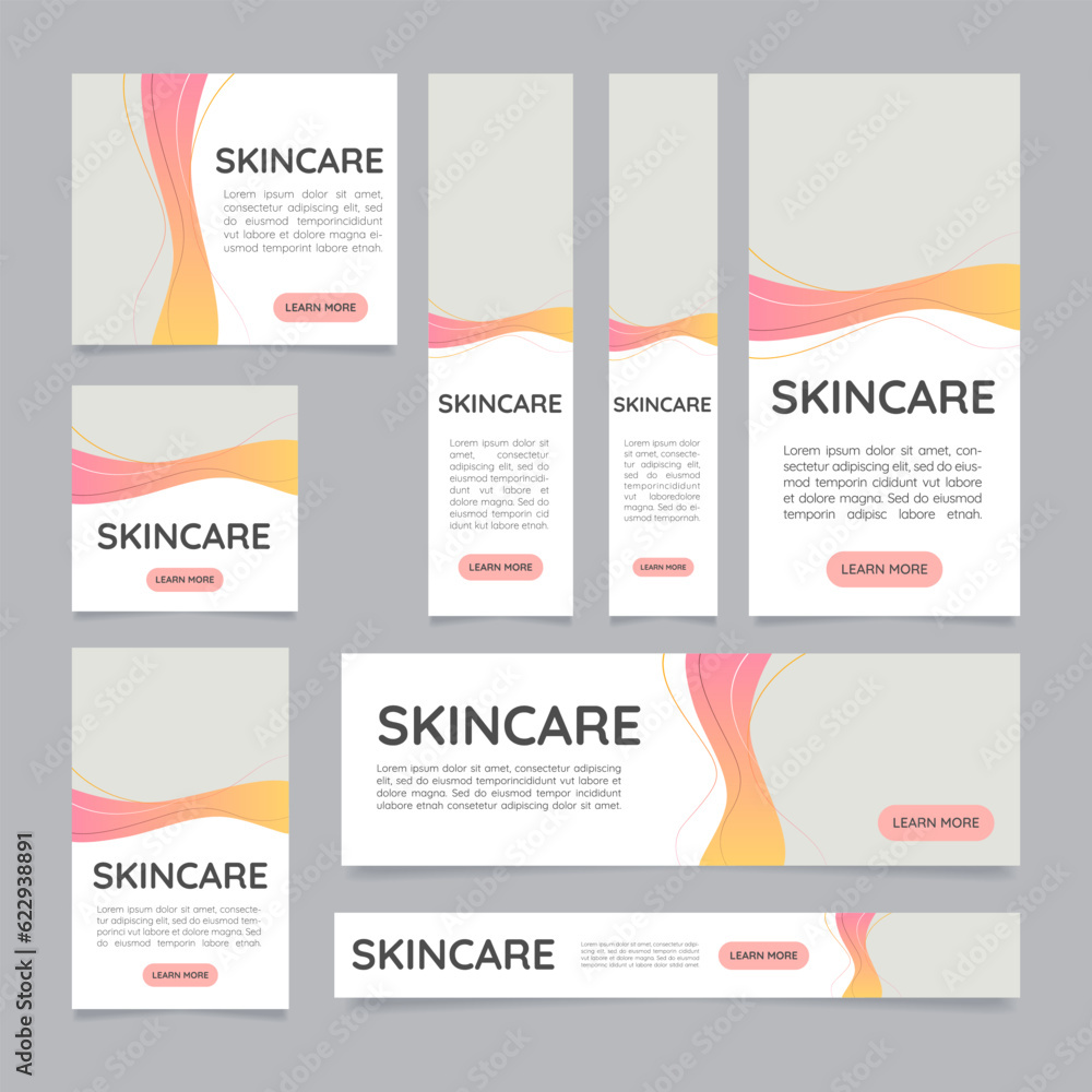 Fototapeta premium Aesthetic medicine clinic promo web banner design template. Vector flyer with text space. Advertising placard with customized copyspace. Printable poster for advertising. Quicksand font used