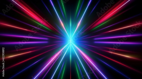 Abstract neon lights background with laser rays, and glowing lines. AI-Generated