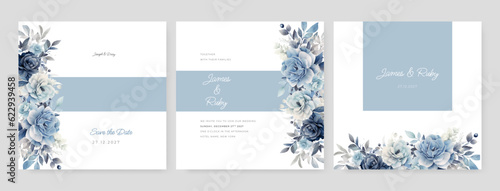 vector hand drawn floral wedding invitation card template