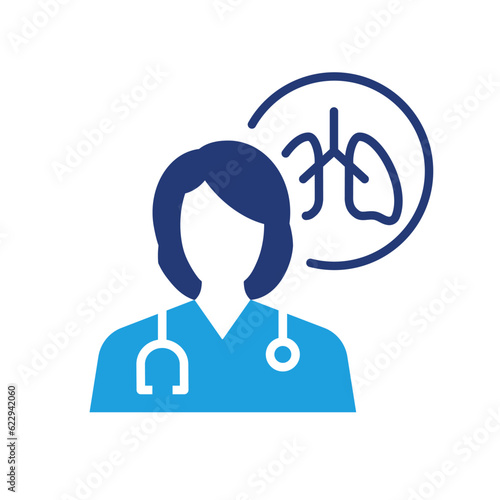 Pulmonologist icon. Vector illustration isolated on white.