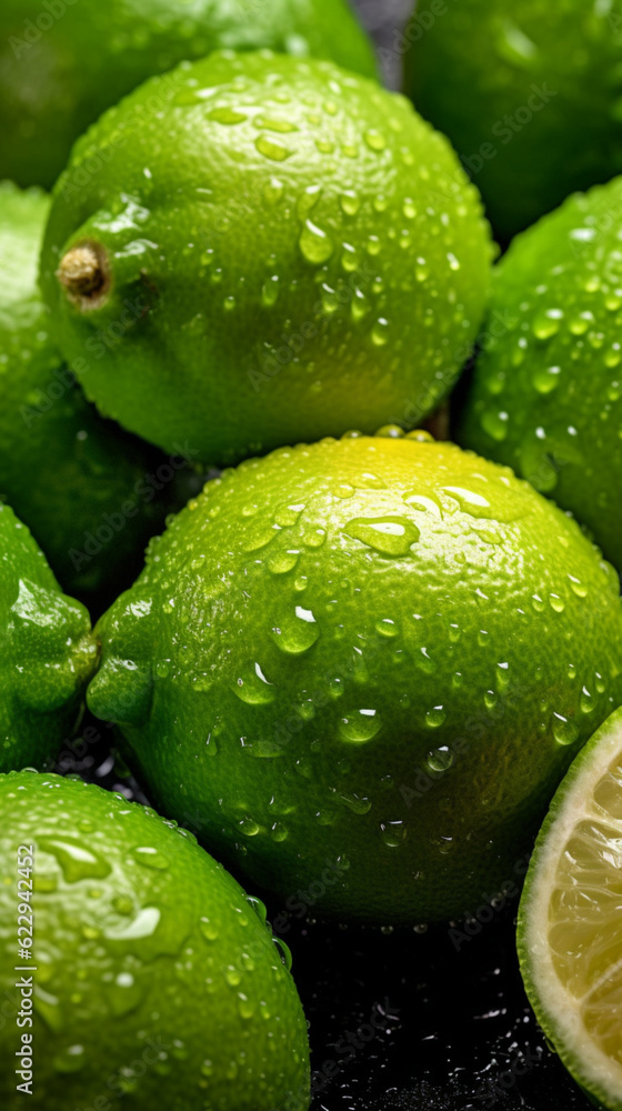 Freshly washed green lime Freshly washed green lime
