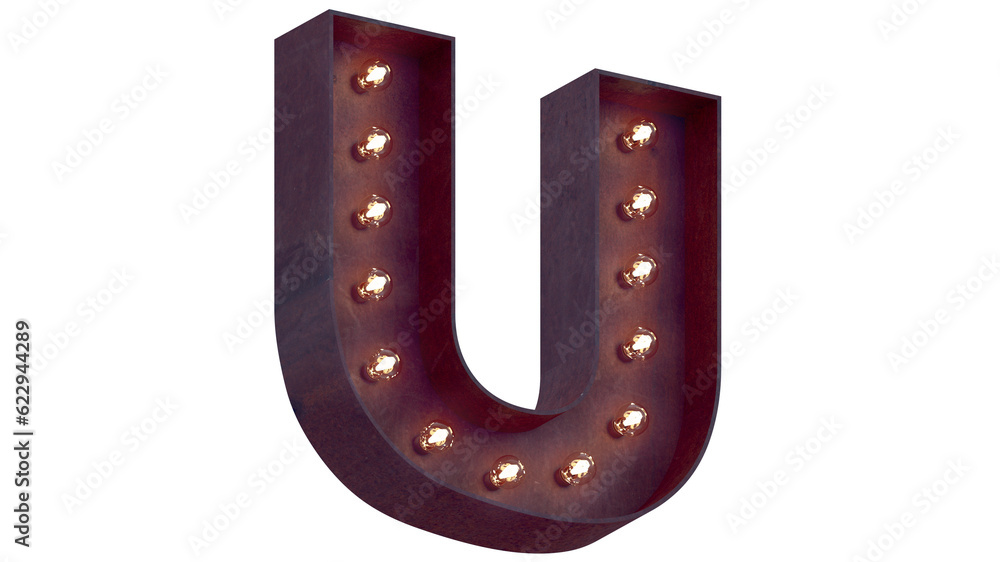 Light bulb glowing letter alphabet character U font. Perspective view illuminated capital symbol on transparent background. 3d rendering illustration. PNG letters Light bulb glowing letter alphabet character U font. Perspective view illuminated capital symbol on transparent background. 3d rendering illustration. PNG letters