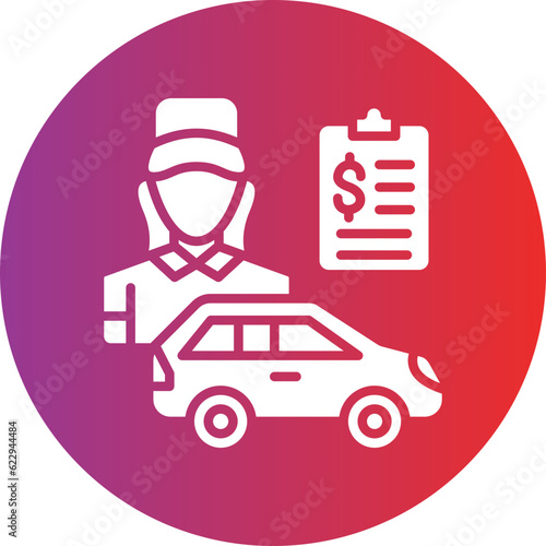 Vector Design Car Saleswoman Icon Style