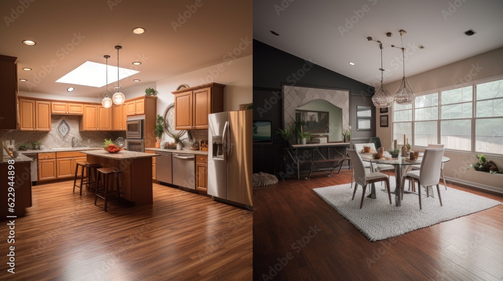 Fototapeta premium modern living room with fireplace HD 8K wallpaper Stock Photographic Image