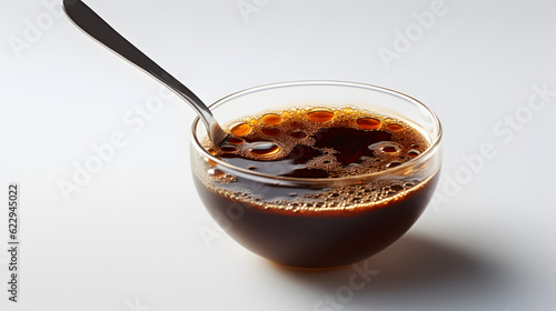 a cup of coffee with sugar isolated on white background