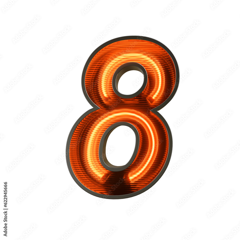 Neon Light Number on transparent background, PNG file Neon Light Number on transparent background, PNG file