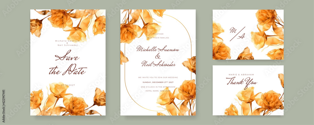 Beautiful orchid floral flower vector elegant hand drawing wedding invitation floral design watercolor