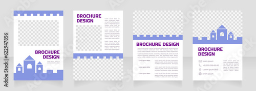 Toy fairy tale castles for children blank brochure design. Template set with copy space for text. Premade corporate reports collection. Editable 4 paper pages. Myriad Pro, Cairo fonts used