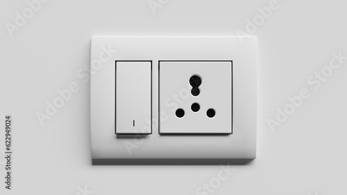 Canvas Print Modular switchboard electrical outlet, interchangeable on a white wall