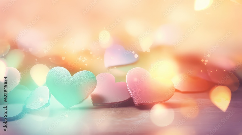 Fototapeta premium Romantic Pastels Heart Love Abstract Background in Soft Hues