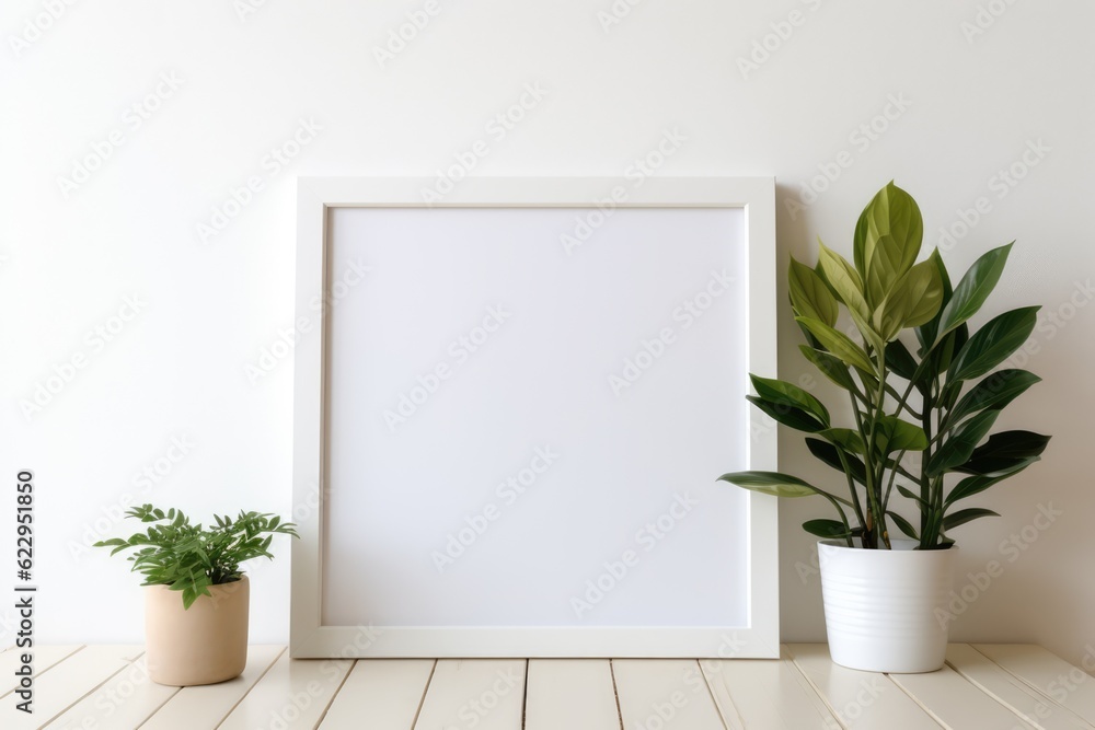 Blank Photo Frame Mockup Template Design With Living room Background Generated AI Blank Photo Frame Mockup Template Design With Living room Background Generated AI