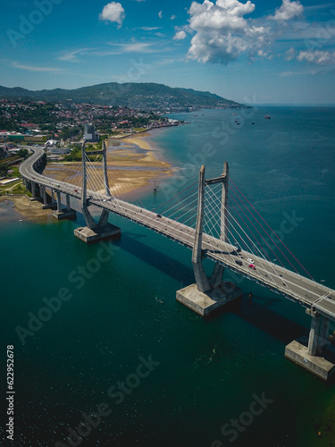 Aerial View of Merah Putih Bridge in Ambon Bay, Maluku photo