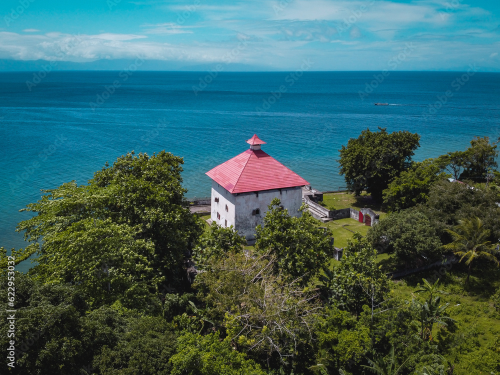 The Aerial View of Fort Amsterdam in Hila, Central Maluku, Indonesia