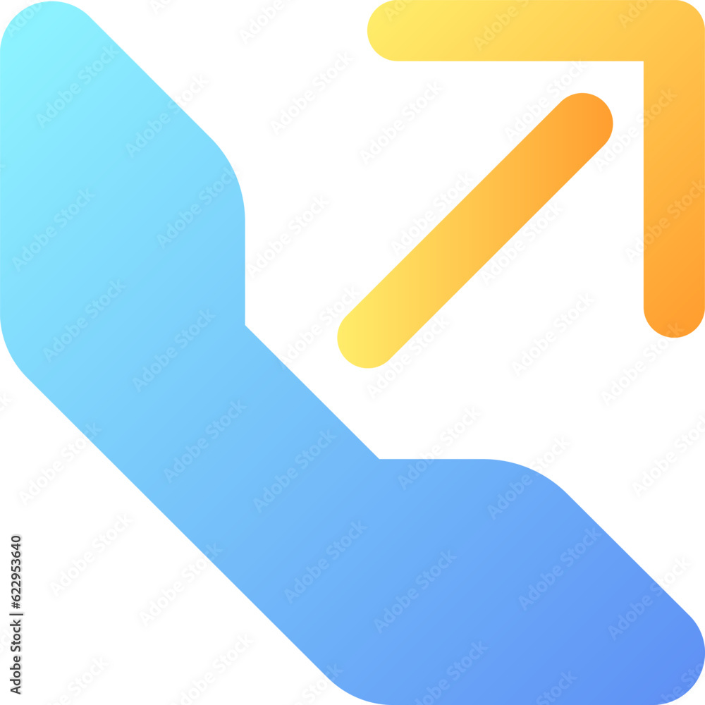 Outgoing call pixel perfect flat gradient color ui icon. Calling via messenger. Online communication. Simple filled pictogram. GUI, UX design for mobile application. Vector isolated RGB illustration