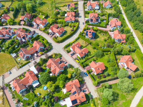 Aerial photo of village of Houses Residential Drone Above View S photo