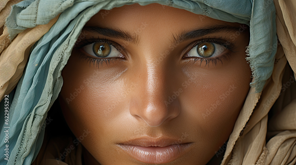 Portrait of islamic woman smiling. Pretty muslim girl. Beautiful asian muslimah woman model posing on grey wall studio. Portrait Of Arab Beauty. Portrait of islamic woman smiling. Pretty muslim girl. Beautiful asian muslimah woman model posing on grey wall studio. Portrait Of Arab Beauty.