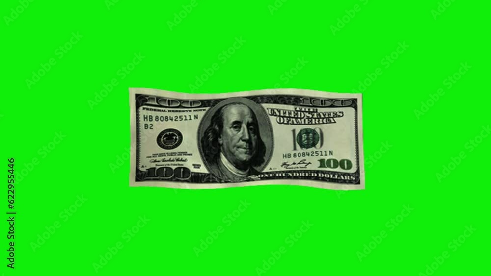 Animation of money, saving in a bank, on a green screen background.