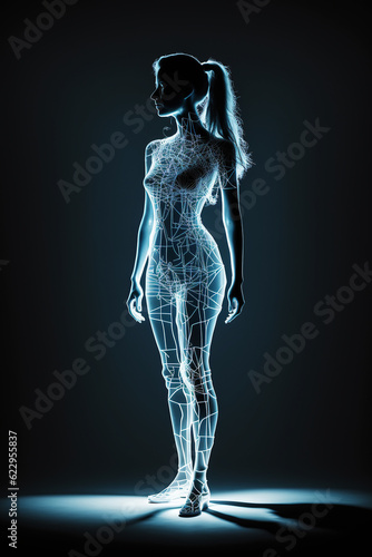 ai generated illustration technological transparent female hologram anatomy body