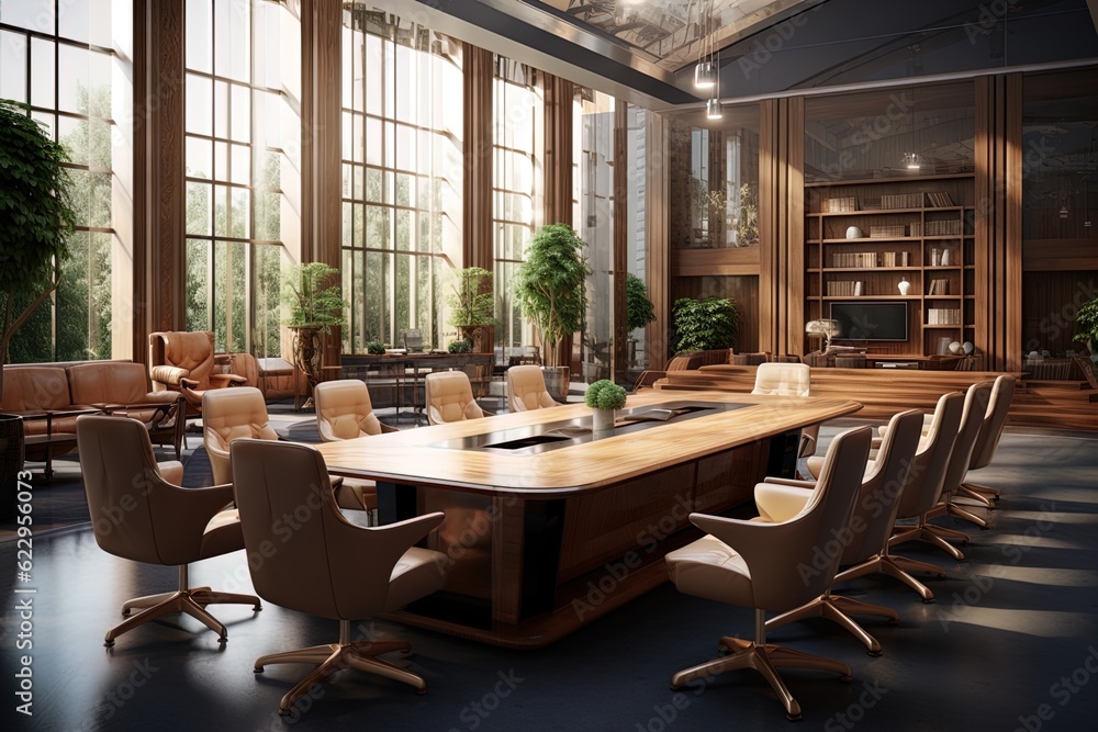 A business conference room in warm and wood tones. Great for articles and presentations about business, finance, meetings, teams, marketing and more. A business conference room in warm and wood tones. Great for articles and presentations about business, finance, meetings, teams, marketing and more.