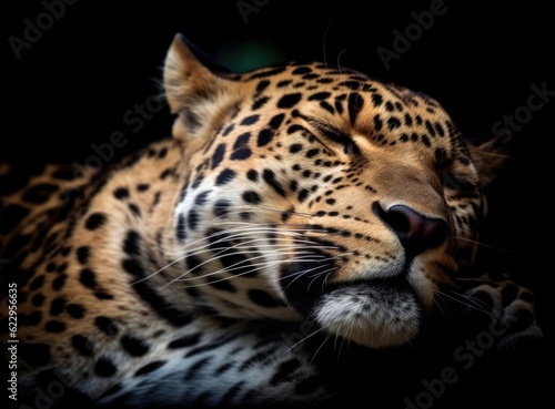 Leopard on black background. Generative AI