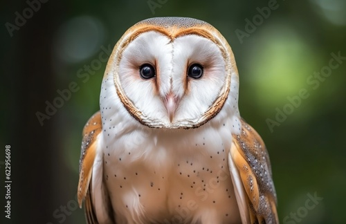 Close up of a barn owl. Generative AI. © Marharyta