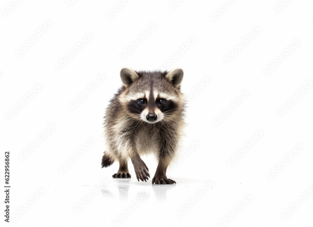 Raccoon isolated on white background. Generative AI