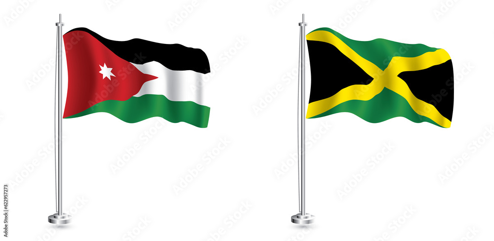 Jamaica and Jordan Flags Set. Jamaica and Jordan Flags Set.