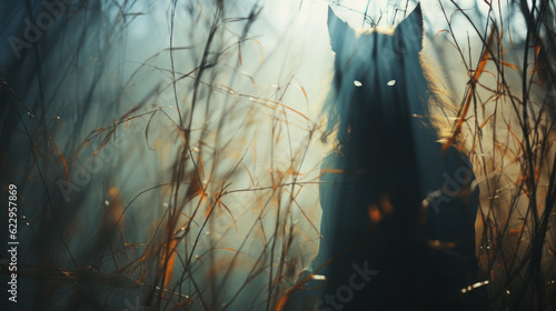 Whispering Shadows: The Enigmatic Wolf in the Ethereal Glass Landscape. Generative AI