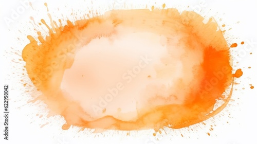 Abstract colorful orange color splash painting illustration - Elliptical ellipse frame made of watercolor splashes, isolated on white background (Generative Ai)