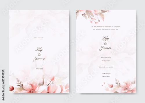 Vector beautiful and elegant floral wedding invitation card