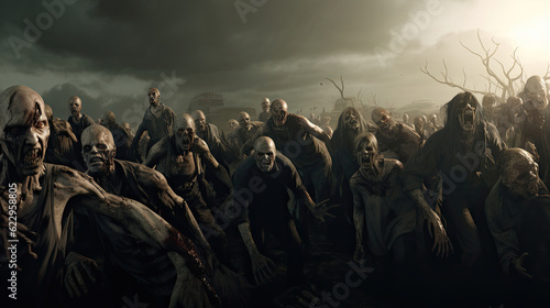 Zombie horde. Zombie apocalypse scene