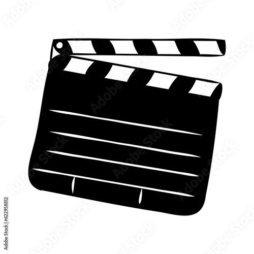 Linear clapper icon for the movie. A firecracker for filmmaking. Board for a film set vector illustration isolated on white background